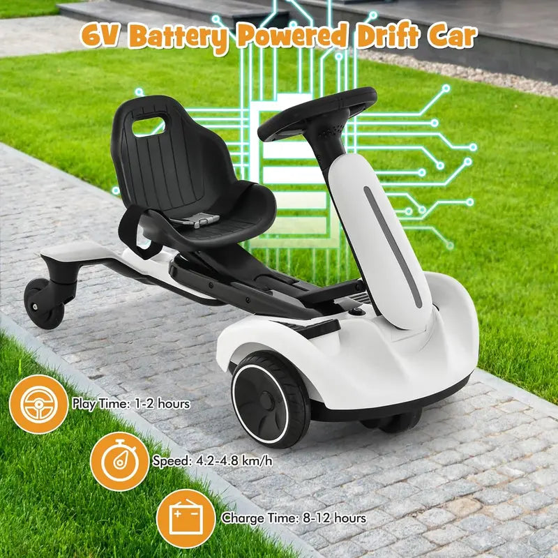 🎉Last Day 50% OFF⏰️ Electric Ride on Drift Car, 6V BatteryPowered Racing Kart