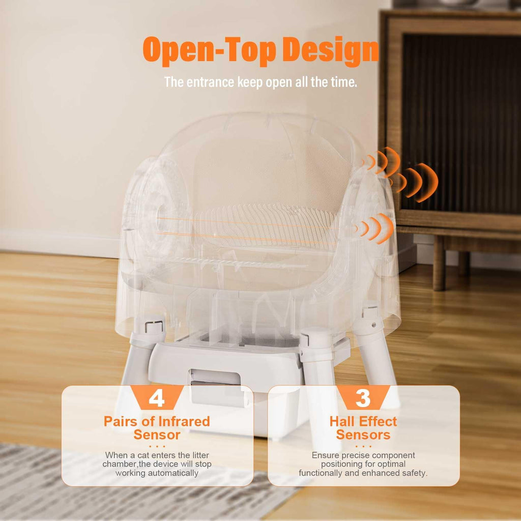 🎉Grand Opening – 50% Off!⏰️ Autoscooper 11 Open-Top Self Cleaning Cat Litter Box, Automatic Cat Litter Box for Multiple Cats with Trash Bags and Litter Mat Included