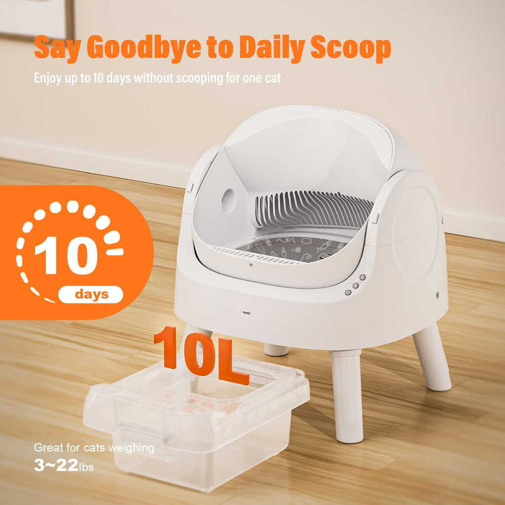 🎉Grand Opening – 50% Off!⏰️ Autoscooper 11 Open-Top Self Cleaning Cat Litter Box, Automatic Cat Litter Box for Multiple Cats with Trash Bags and Litter Mat Included