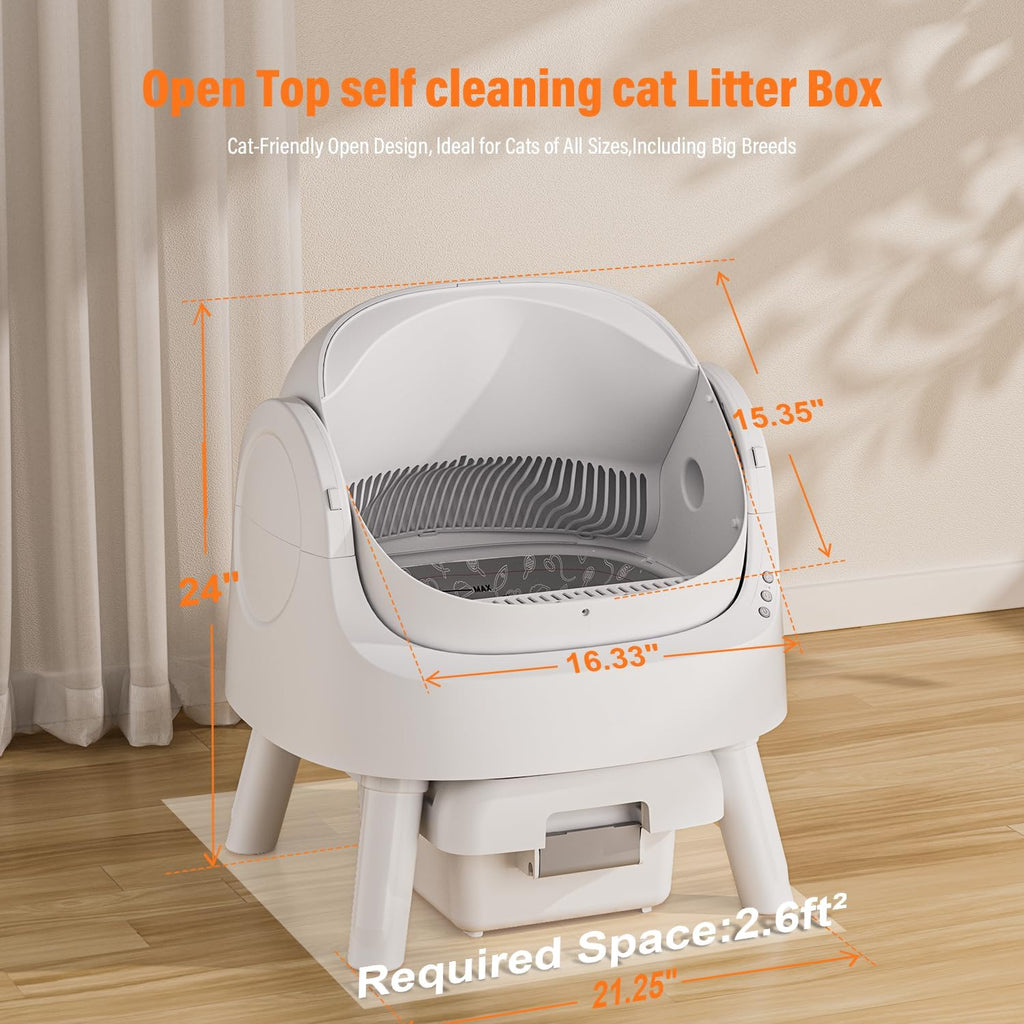 🎉Grand Opening – 50% Off!⏰️ Autoscooper 11 Open-Top Self Cleaning Cat Litter Box, Automatic Cat Litter Box for Multiple Cats with Trash Bags and Litter Mat Included