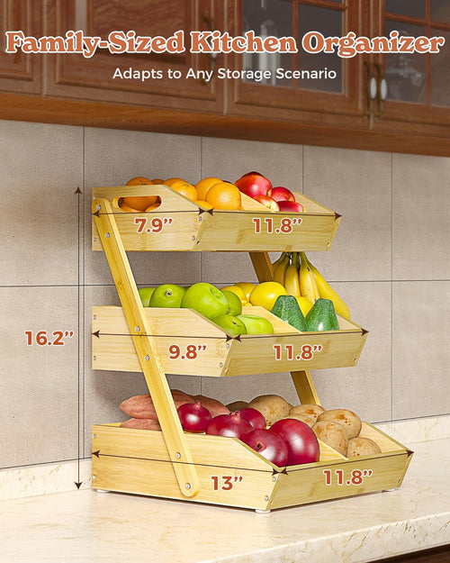 3-Tier Fruit Basket - XL Kitchen Countertop Organizer 🍎🌿