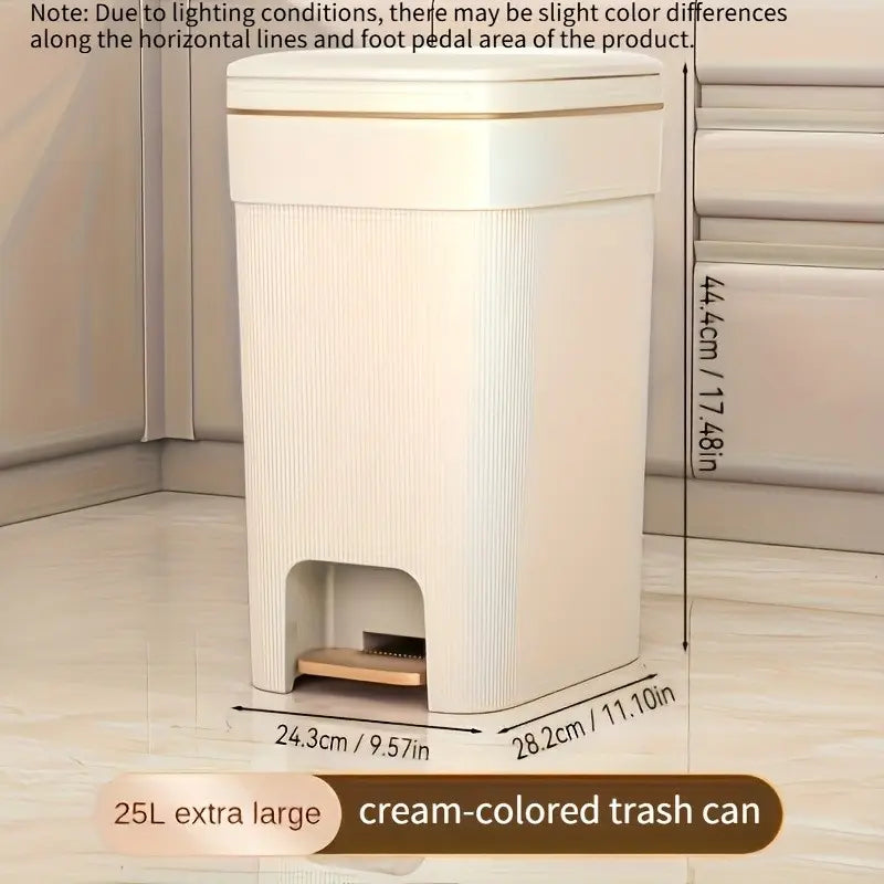 Square Trash Can with Lid, Accents, Two Sizes Available, Fashionable Garbage Bin, Ideal for Kitchen, Bathroom, Bedroom, Home Office