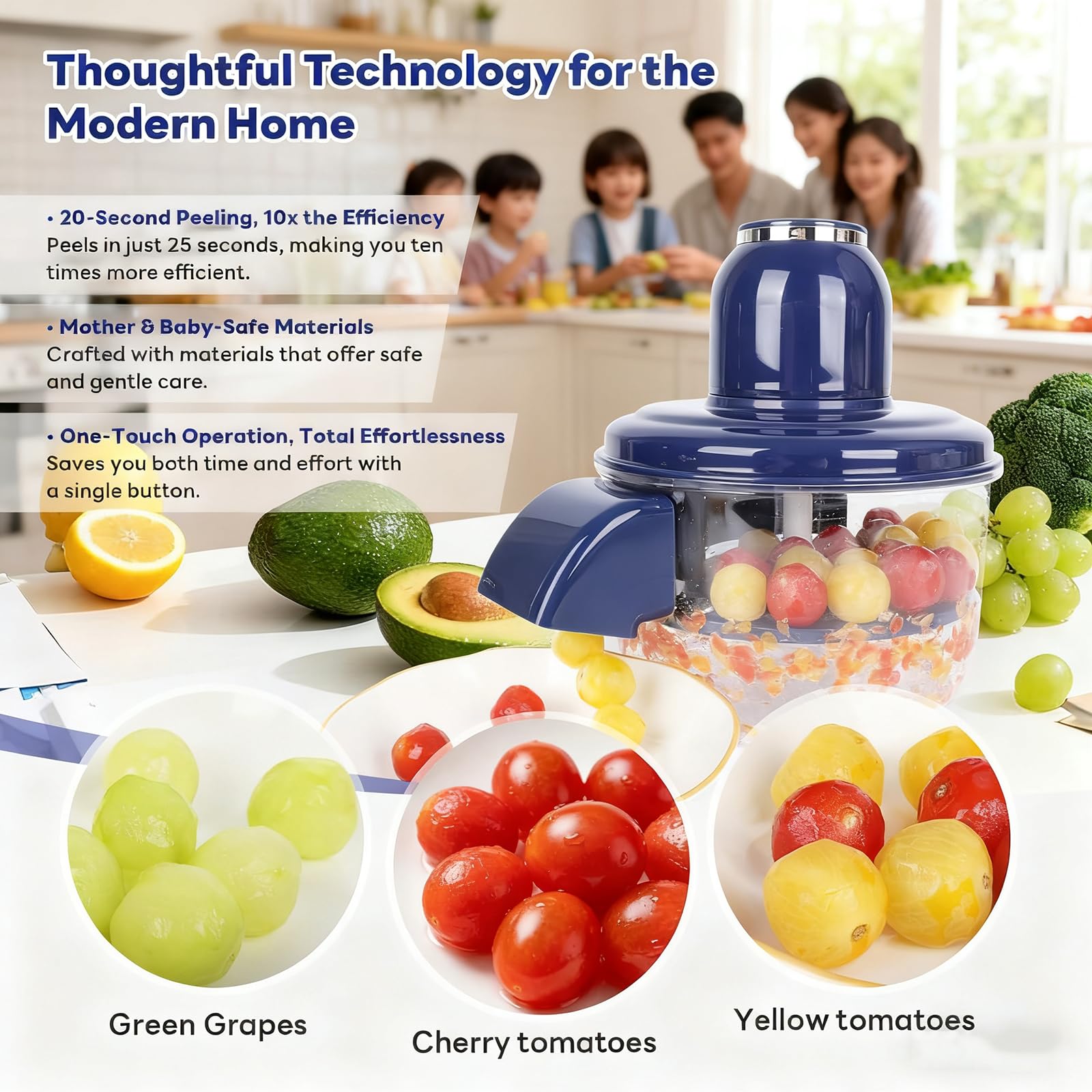 💥3-in-1 Automatic Fruit & Garlic Peeler 🍇🧄