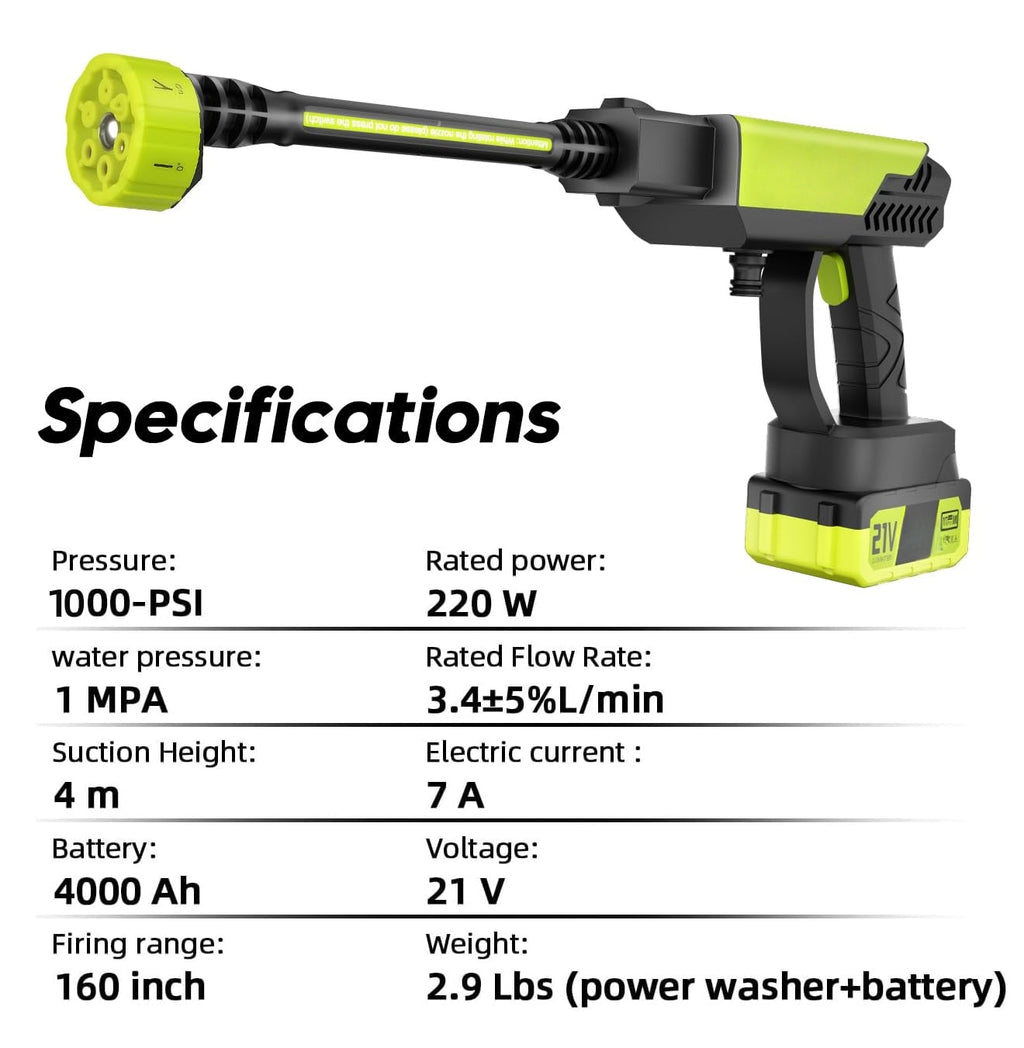 1000 PSI Cordless Pressure Washer Gun | Portable Power Cleaner 🚗💦